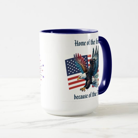 「U.S. Flag with Eagle」カスタマイズ可能 マグカップ (正面右)