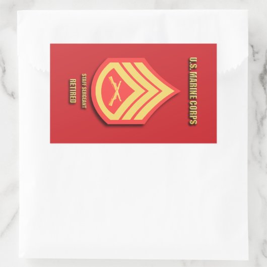 U.S. Marine Corps Staff Sergeant 長方形シール (バッグ)