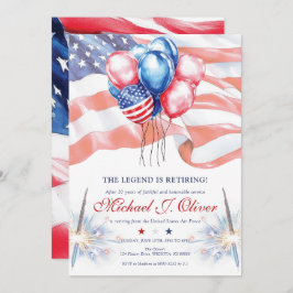 U.S. Military Retirement Patriotic Flag 招待状