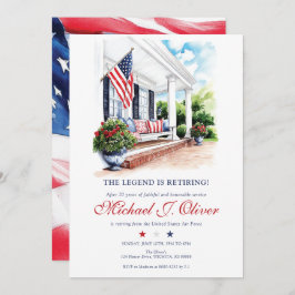 U.S. Military Retirement Patriotic Home Porch 招待状