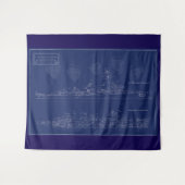 U.S.S. The Sullivans Fine Art Blueprint タペストリー (正面(横))