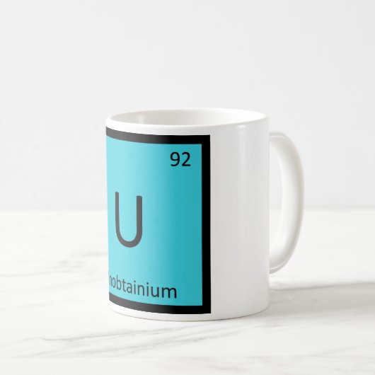 U - Unobtainium化学周期表の記号 コーヒーマグカップ (正面右)