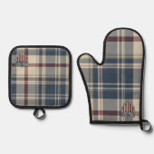 UA 250 American Plaid Shield Motif ID1301 鍋つかみ&鍋敷きセット (正面)