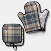 UA 250 American Plaid Shield Motif ID1301 鍋つかみ&鍋敷きセット (正面/裏面)