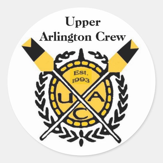 UA CREWエンブレム、EST. 1993-2、Upper Arlington Crew ラウンドシール (正面)