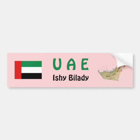 UAEの旗と地図ステッカー バンパーステッカー (正面)