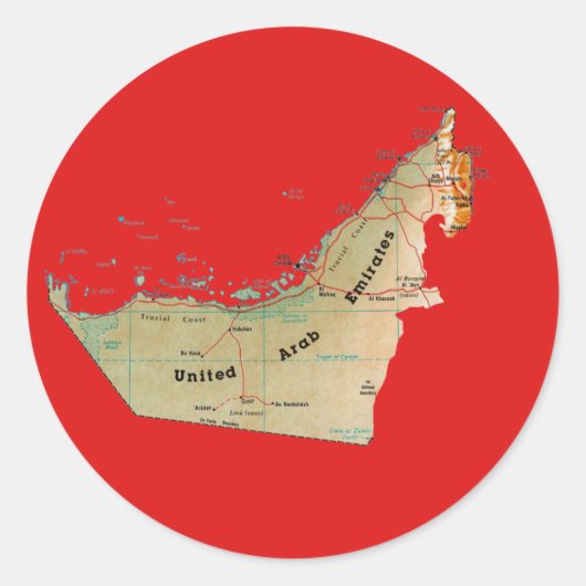 UAE地図ステッカー ラウンドシール (正面)