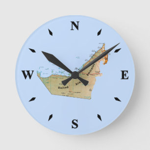 UAE地図時計 ラウンド壁時計