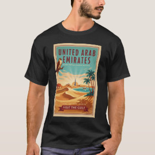 UAE ドバイ ファルコン デザート イラスト 旅行 アート Tシャツ