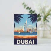 UAE ブルジュ・アル・アラブ ビーチ レトロ ポストカード (スタンド正面)