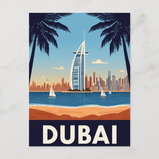 UAE Burj Al Arab Beach Retro ポストカード (正面)