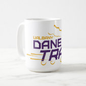 UAlbany Daneトレインのロゴ コーヒーマグカップ (正面左)