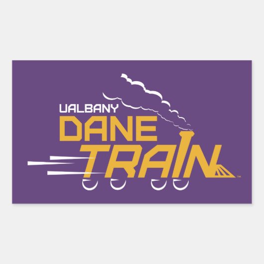 UAlbany Daneトレインのロゴ 長方形シール (正面)