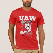 UAWスト統一されたスト自動車労働組合UAW強い赤 Tシャツ (正面)