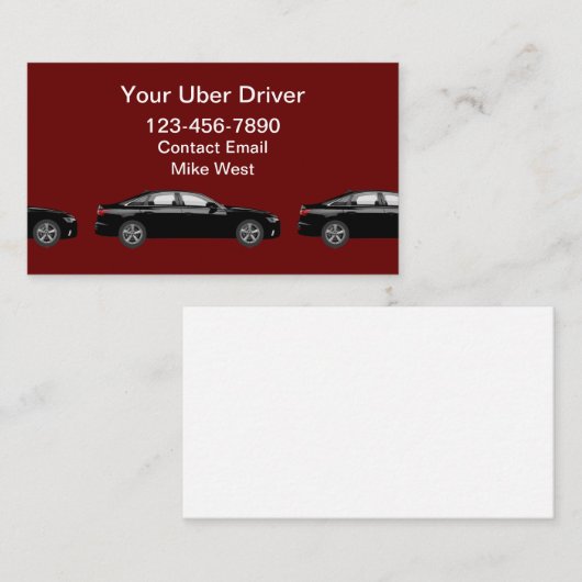 Uberドライバシンプルーのビジネスカー読ドに対する簡単 名刺 (正面/裏面)