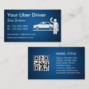 UberドライバータクシーLimoブルークールメタルQRコード 名刺