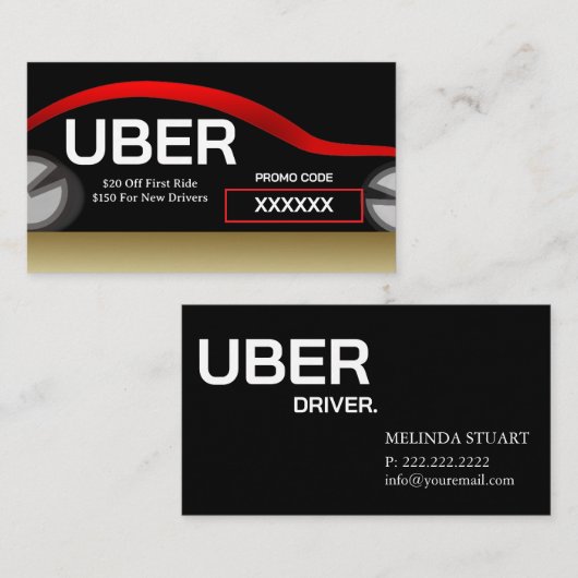 Uberドライバー モダン ゴールドボーダー 紹介状 名刺 (正面/裏面)