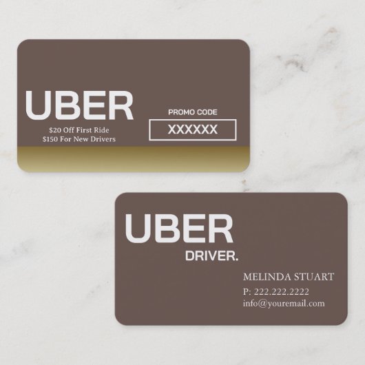 Uberドライバー モダン ゴールドボーダー 紹介 名刺 (正面/裏面)