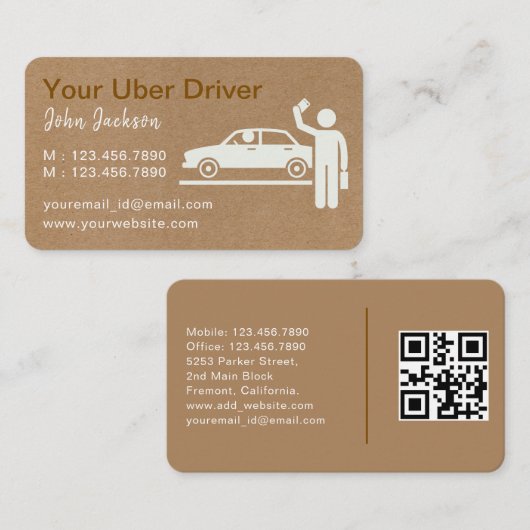 UberドライパーソナライズされたバQRコード 名刺 (正面/裏面)