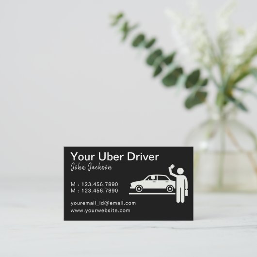 UberドライパーソナライズされたバQRコード 名刺 (スタンド正面)