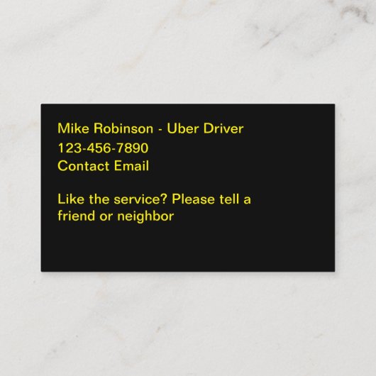 Uber乗クールり降り名刺入り 名刺 (裏面)