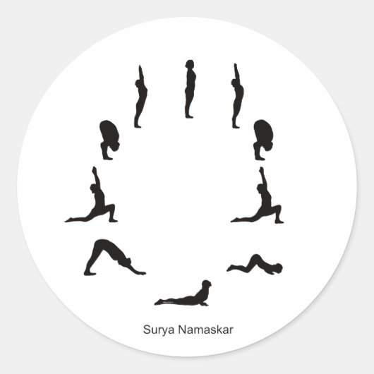 Über Aufkleber – Surya Namaskara ラウンドシール (正面)