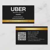 Uber Driver Modern Gold Border Referral QR CODE 名刺 (正面/裏面)