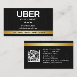 Uber Driver Modern Gold Border Referral QR CODE 名刺