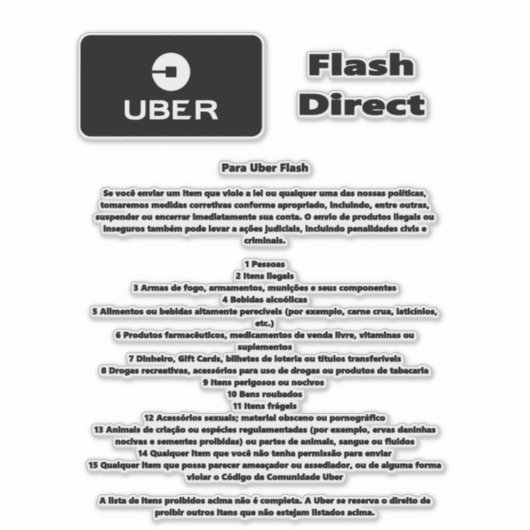 Uber Flash Direct Diretrizes シール (正面)