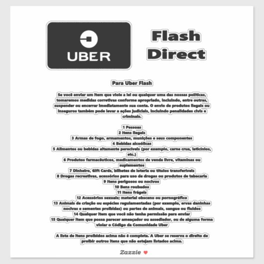 Uber Flash Direct Diretrizes シール (シート)