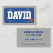 Uber Lyftの運転者の青および灰色のナンバープレート 名刺 (正面/裏面)