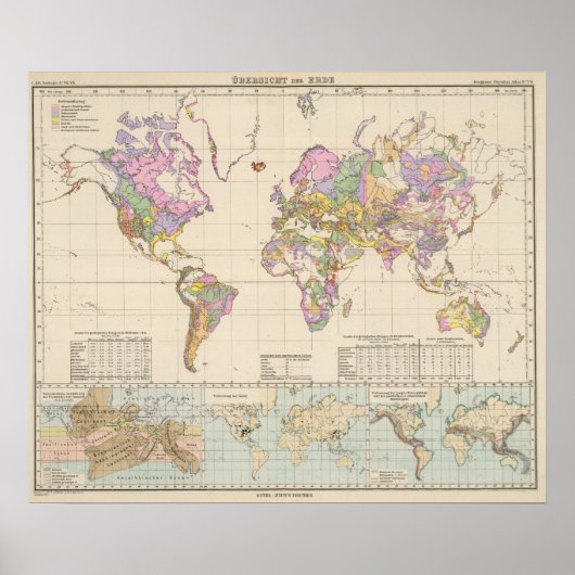 Ubersicht der Erde – 地球の地図の概要 ポスター (正面)