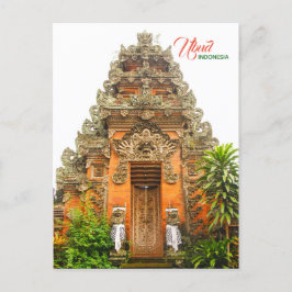Ubud、バリ島、インドネシアの華美なドア 案内ポストカード