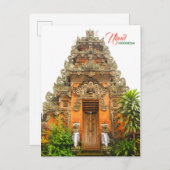 Ubud、バリ島、インドネシアの華美なドア 案内ポストカード (正面/裏面)