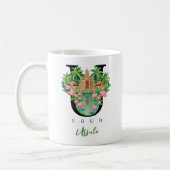 Ubud Bali Monogram Letter U Personalized Gift コーヒーマグカップ (左)