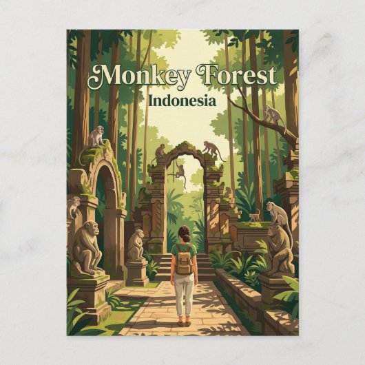 Ubud Monkey Forest Indonesia ポストカード (正面)