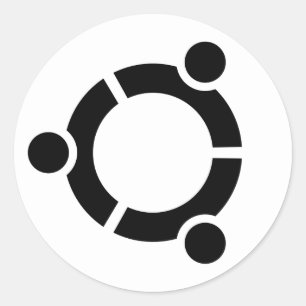 Ubuntuの白いステッカーの円 ラウンドシール