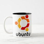 UbuntuのLinuxの開いた源 ツートーンマグカップ (左)