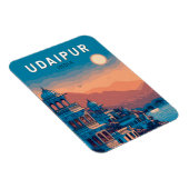 Udaipur India Illustration Travel Art Vintage マグネット (右側)