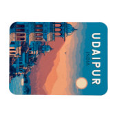 Udaipur India Illustration Travel Art Vintage マグネット (横)