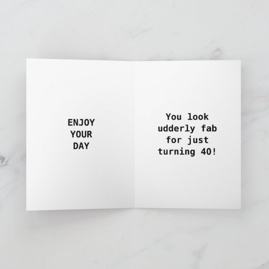 UDEDLY FAB 40th誕生日ユーモア カード (内部)