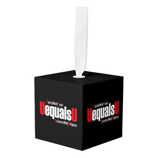 UEqualsU HIVの事実は科学を恐れないスティグマ キューブオーナメント (正面アングル)