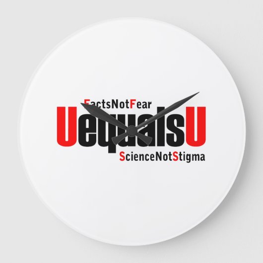 UEqualsU HIV Science Not Stigma ラージ壁時計 (正面)
