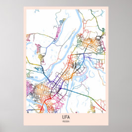 Ufa Russia City Map ポスター