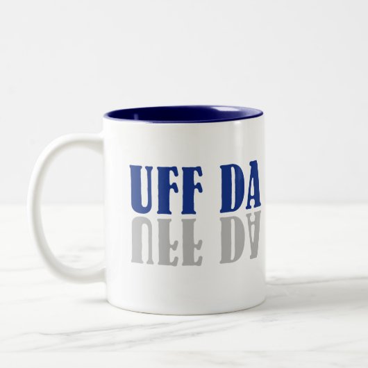 UFF DAのおもしろいなスカンジナビアのスウェーデンのノルウェー語 ツートーンマグカップ (左)