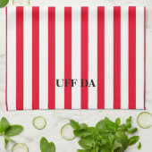 Uff Da 赤ストライプ キッチンタオル (折り畳み)