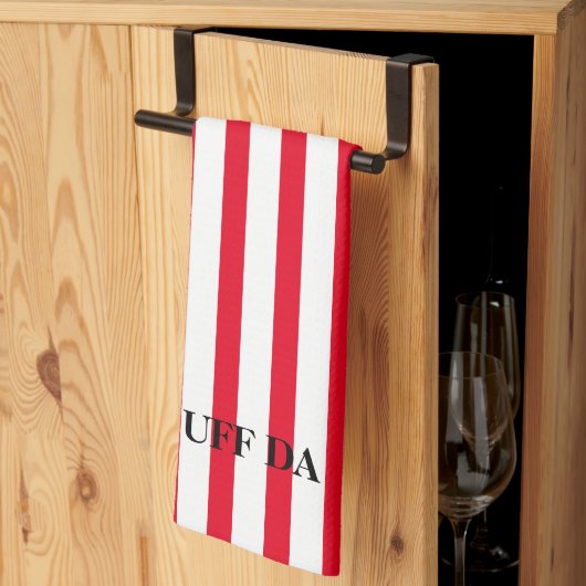 Uff Da 赤ストライプ キッチンタオル (三つ折り)