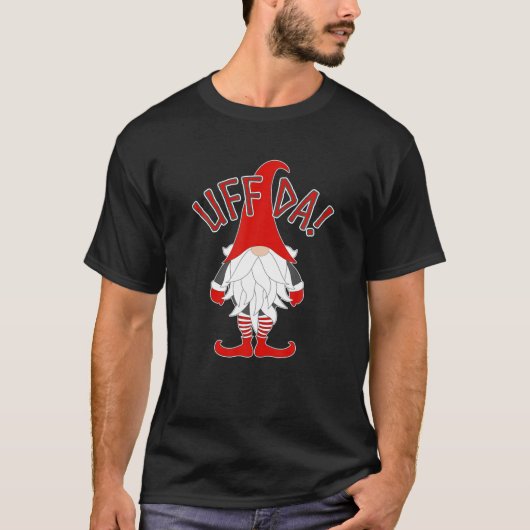 Uff-Da Nordic Gnome Scandinavian Tomte Artic Nisse Tシャツ (正面)