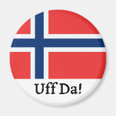 Uff Da Norwegian Flag Magnet マグネット (正面)