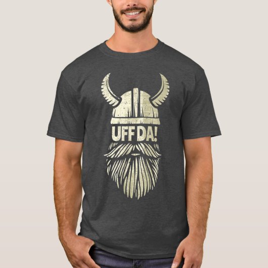 Uff Da Norwegian Quote Scandinavian Viking Beard Tシャツ (正面)